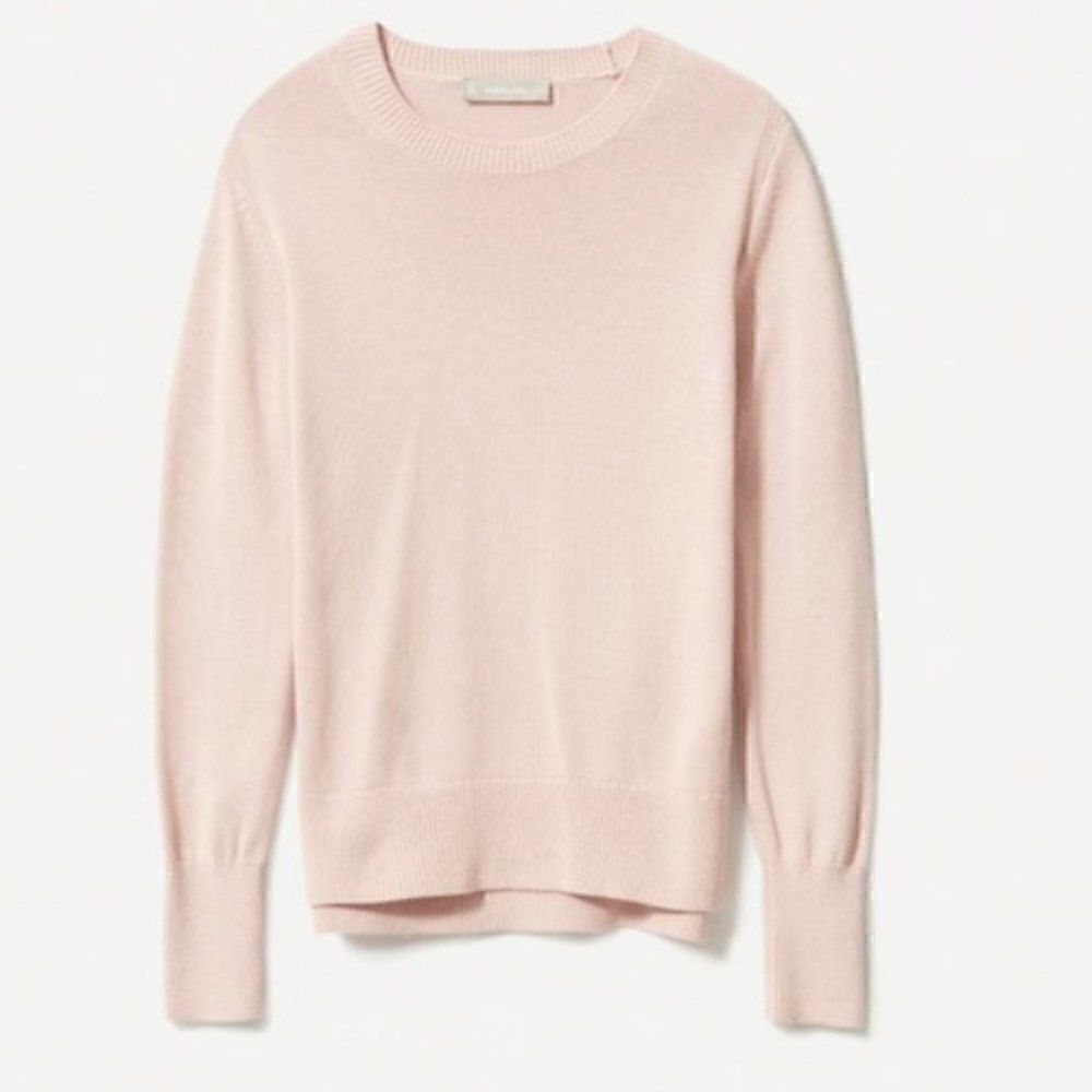 Everlane Womens Soft Cotton Crew Light Pink Knit Lightweight Sweater Sz M